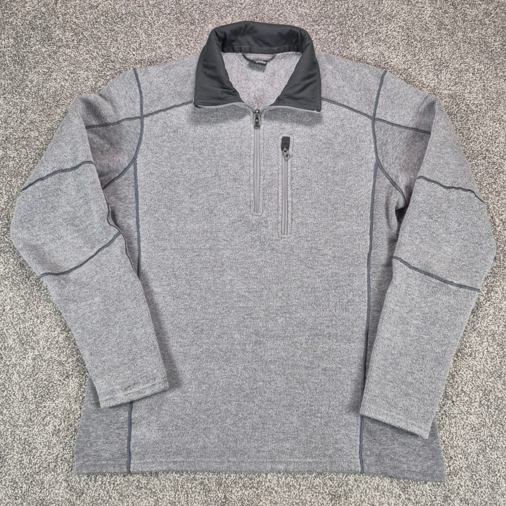 KUHL Interceptr 1/4 Zip Pullover Mens Large Gray Fleece Knit Sweater Hiking
